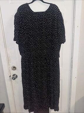 S.L. Fashions Black Maxi Dress with White Leaf Print